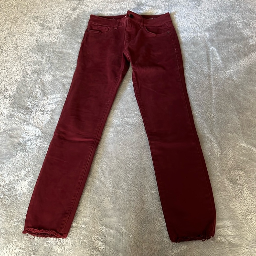 DL1961 Margaux Instasculpt Ankle Skinny Jeans Burgundy Size 26